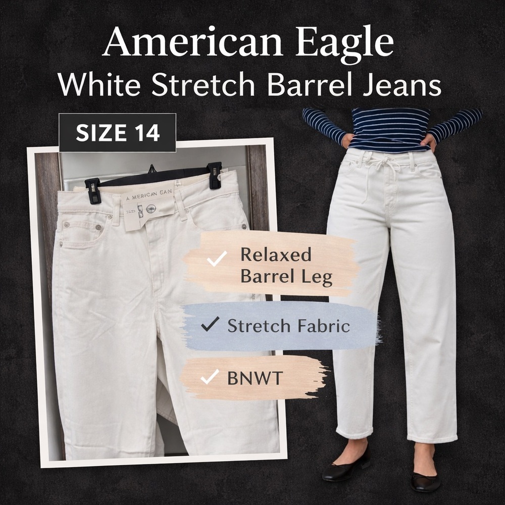 🎉NEW🎉American Eagle white stretch barrel  jeans